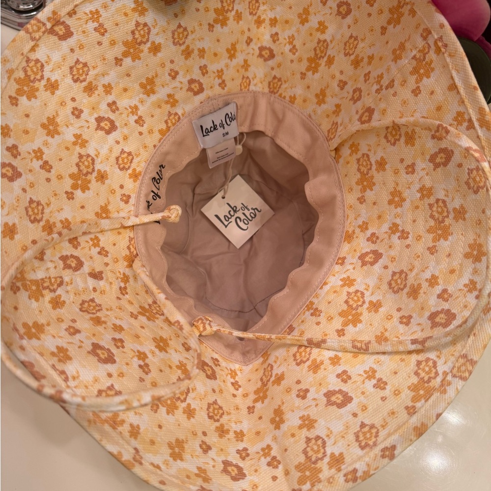 Lack Of Color Floral Bucket Hat Peach Bloom Festival Staples💯% Cotton Canvas NWT - Picture 2 of 16
